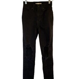 Levi's 721 Distressed Black High Rise Jeans